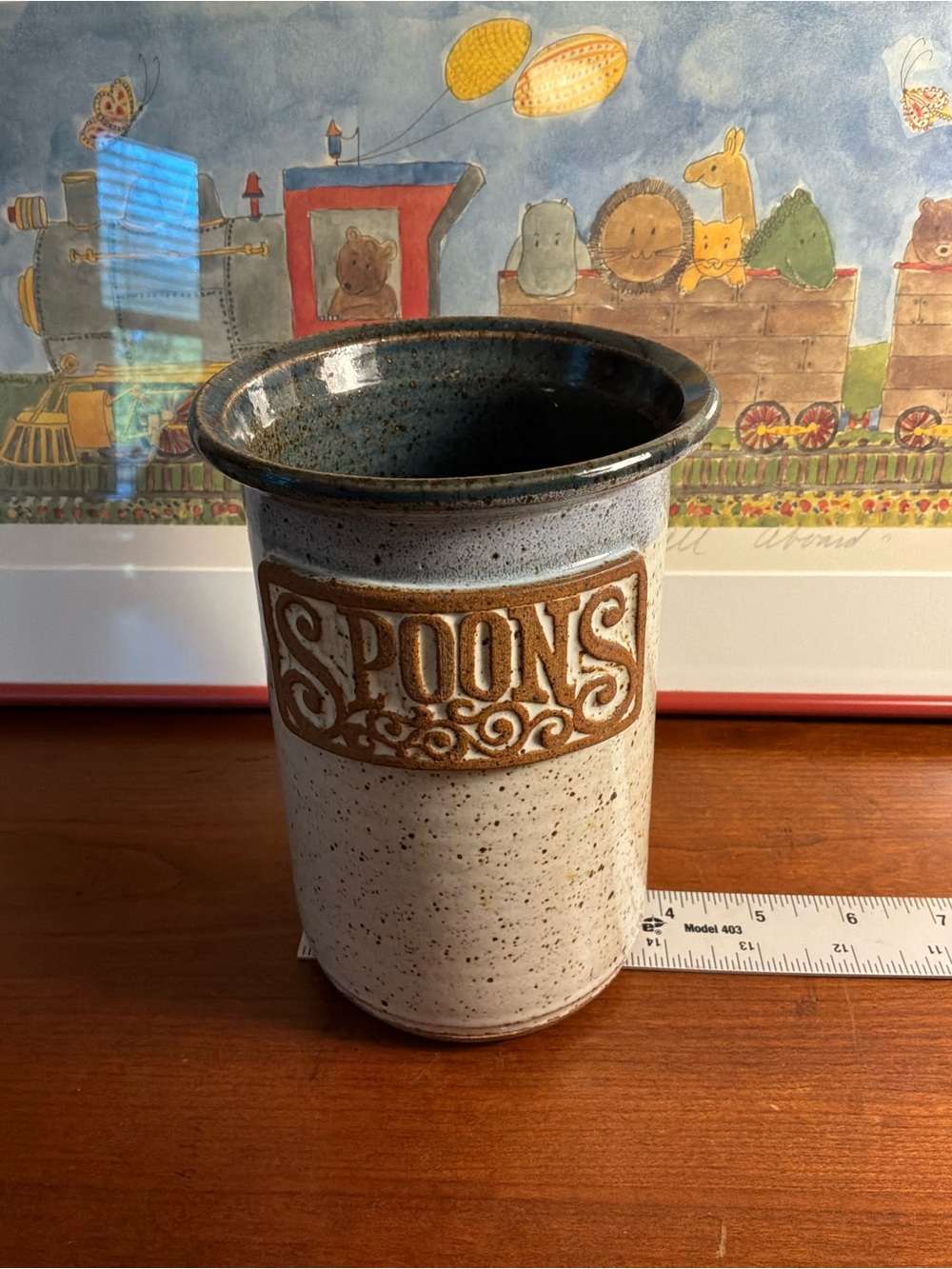 Vintage Studio Speckled Cream and Brown Ceramic Spoon Holder Pottery